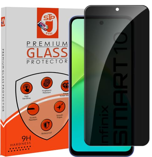 Image of STP FEEL Premium Grade Privacy Tempered Glass Screen Protector Guard Compatible For Infinix Smart 10 5G (6.67 Inch, Pack of 1) Full Edge to Edge Coverage Anti-Spy /Anti-Peeping 9H Hardness