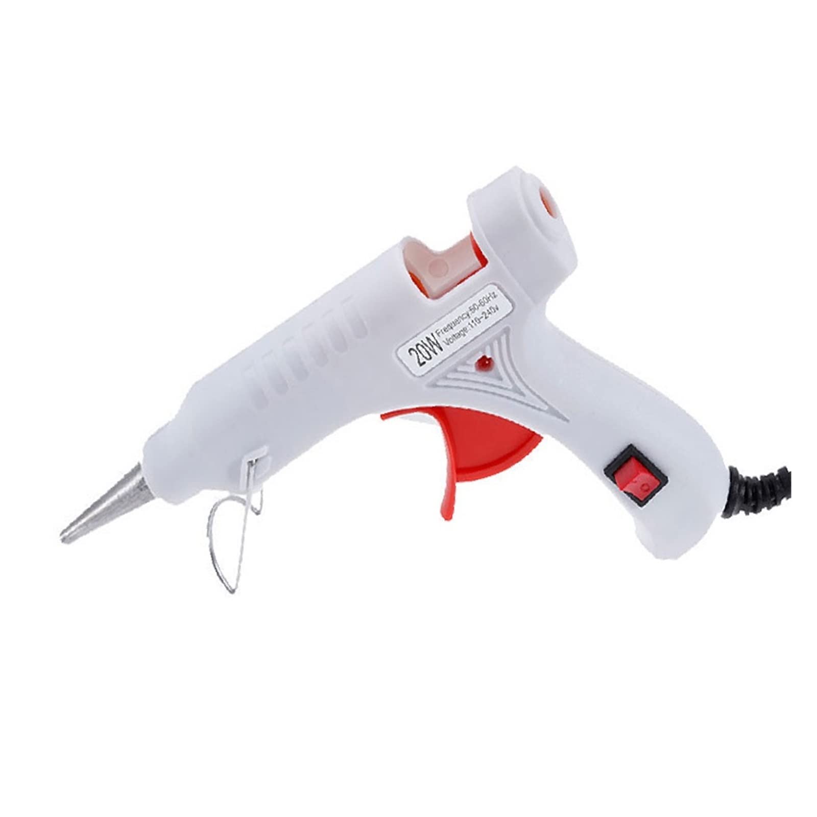 Pistola termica elettrica da 20 W con stick di colla da 7 mm per uso domestico, fai da te, industriale, strumento di riparazione, riscaldamento rapido (pistola per colla bianca)