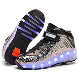SDSPEED 7 Colors LED Rechargeable Kids Roller Skate Shoes with Single Wheel Shoes Sport Sneaker