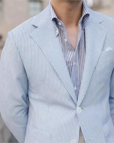 Summer Lightweight Seersucker Blazer for Men 2 Button Slim Fit Casual Mens Jacket Coat3