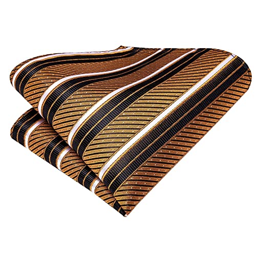 Image of Hi-Tie Silk Ties for Men Plaid Paisley Striped Necktie Pocket Square Cufflinks Set Formal Business