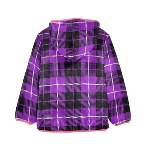 GuoChe Plaid Purple Black Kid Fleece Jacket2
