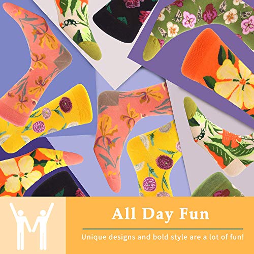 Makabo 14.99 Women'S Combed Cotton Sock Colorful Funny Novelty Casual Flowers Series Rose Flower Dandelion Pattern Crew Socks Spring Outdoor Park Walking Gift Packs thumb #1