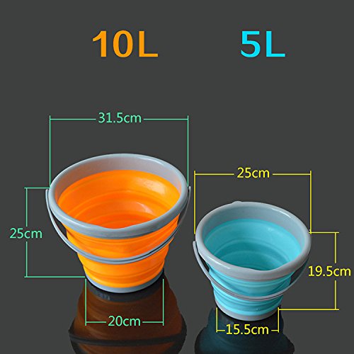Suyi 5L/10L Silicone Collapsible Outdoor Bucket Water Storage Container For Camping Fishing BBQ Car Washing Random Color