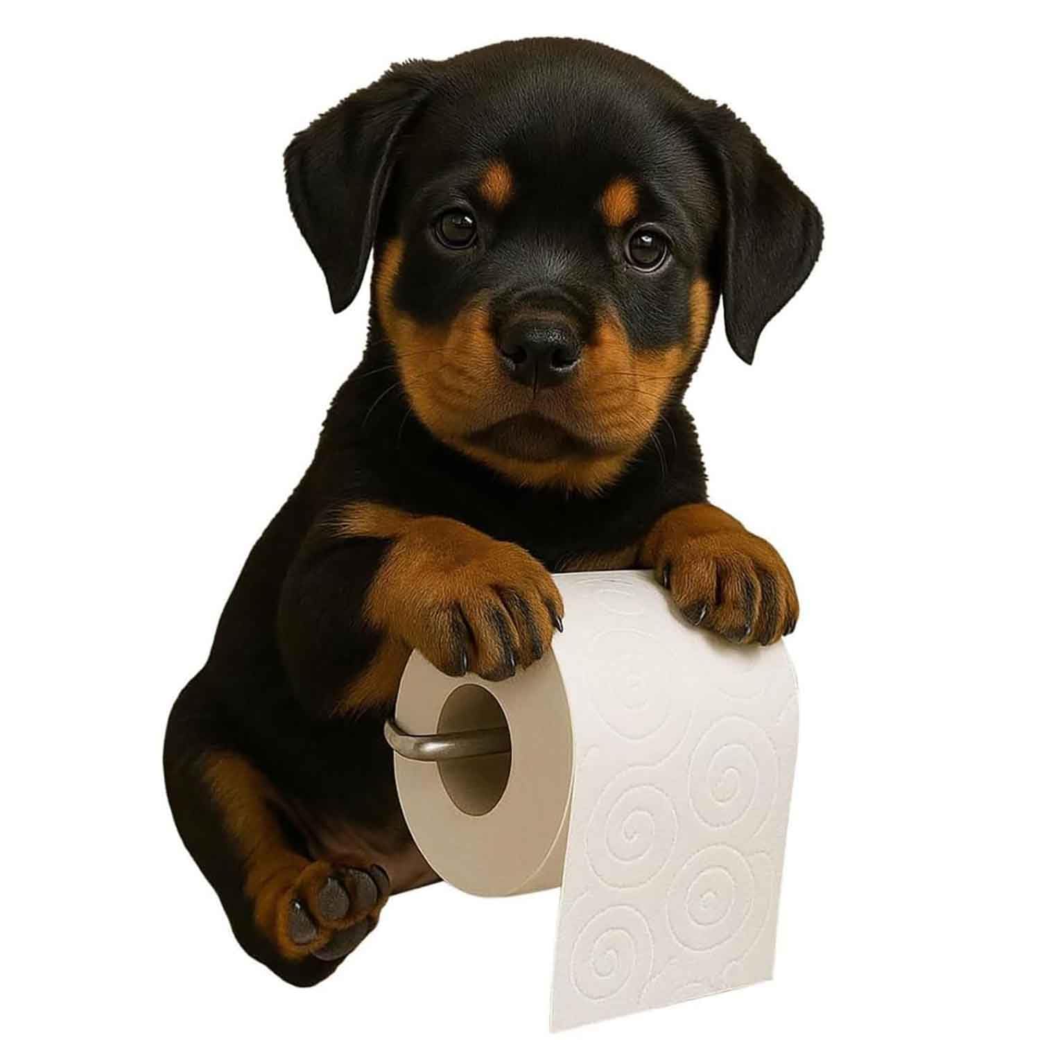 XWNGDAFEVF Wall-Mounted Toilet Paper Holder 3D Printed Resin Dog Cat Sculpture Funny Tissue Roll Dispenser Bathroom Decor, Rottweiler