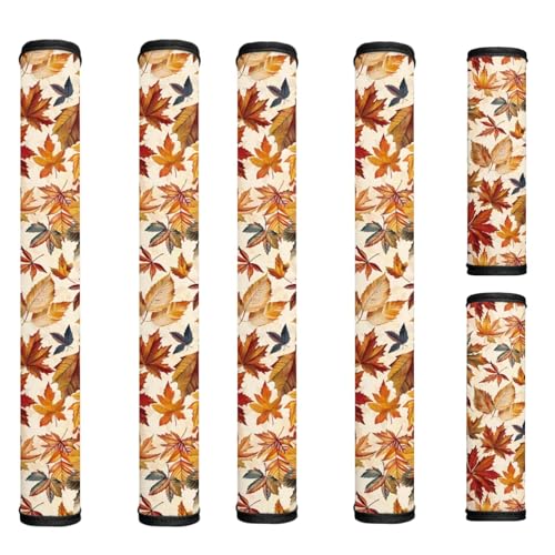 Image of Maple Leaf 6 Pcs Refrigerator Door Handle Covers Kitchen Appliance Decor Handles Washable Fridge Handle Covers for Fridge Microwave Stove Dishwasher Fall Decoration