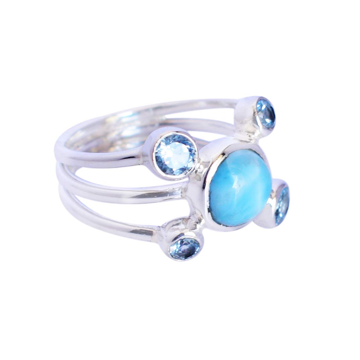 Ravishing Impressions JewelleryLarimar & Blue Topaz Gemstone 925 Solid Sterling Silver Ring Amazing Designer Jewellery,for Women FSJ-5688