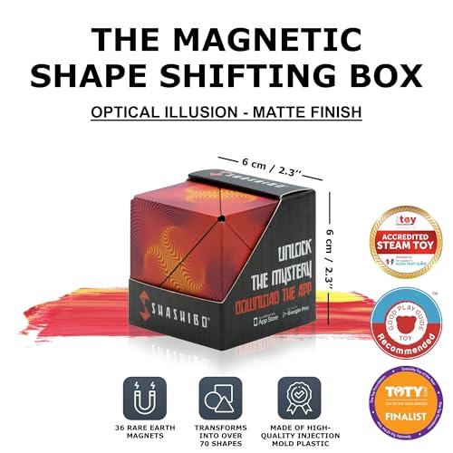 Image of Shashibo Shape Shifting Box - Award-Winning STEM Fidget Toy with Ultra Strong Magnets - Puzzle Cube Transforms Into 100+ Shapes, Perfect Sensory Gift for Kids, Teens, and Adults (Optical Illusion)