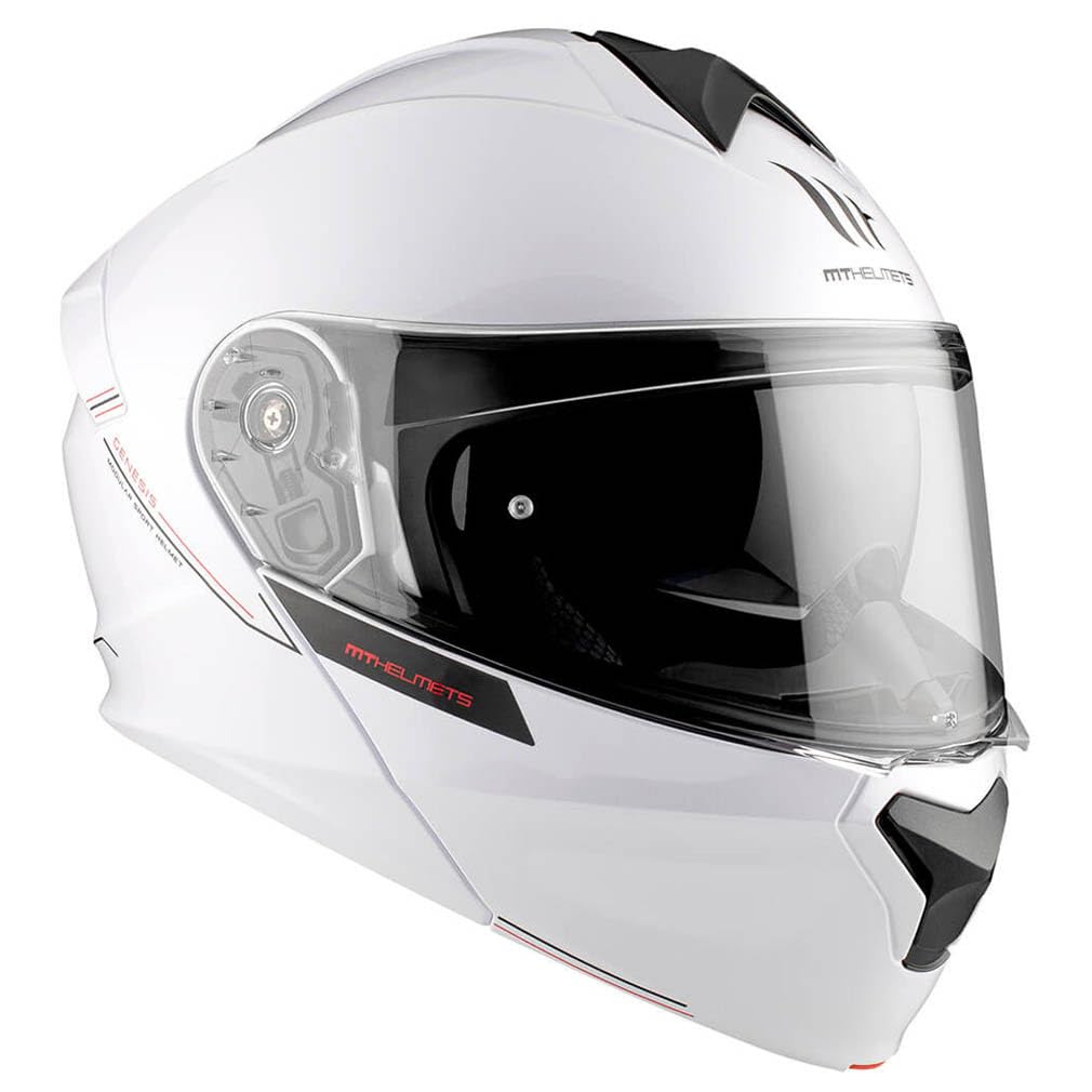MT Genesis SV Blanco - Casco de Moto Modular Abatible con Visor Solar - Homologado ECE 22.06 (M)