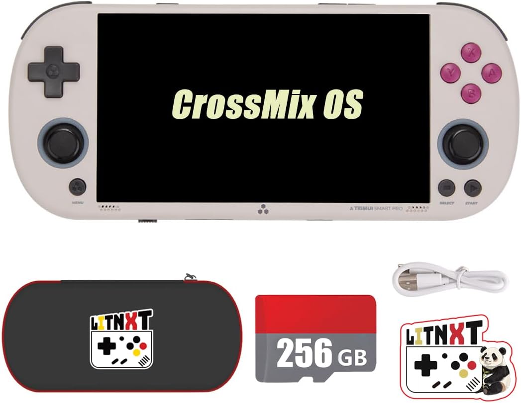 - TRIMUI Smart PRO with CrossMix OS Handheld Game Console, 4.96 inch IPS Retro Gaming Console Portable Retro Video Game Player with Storage Case, Xmas Gift for Adults