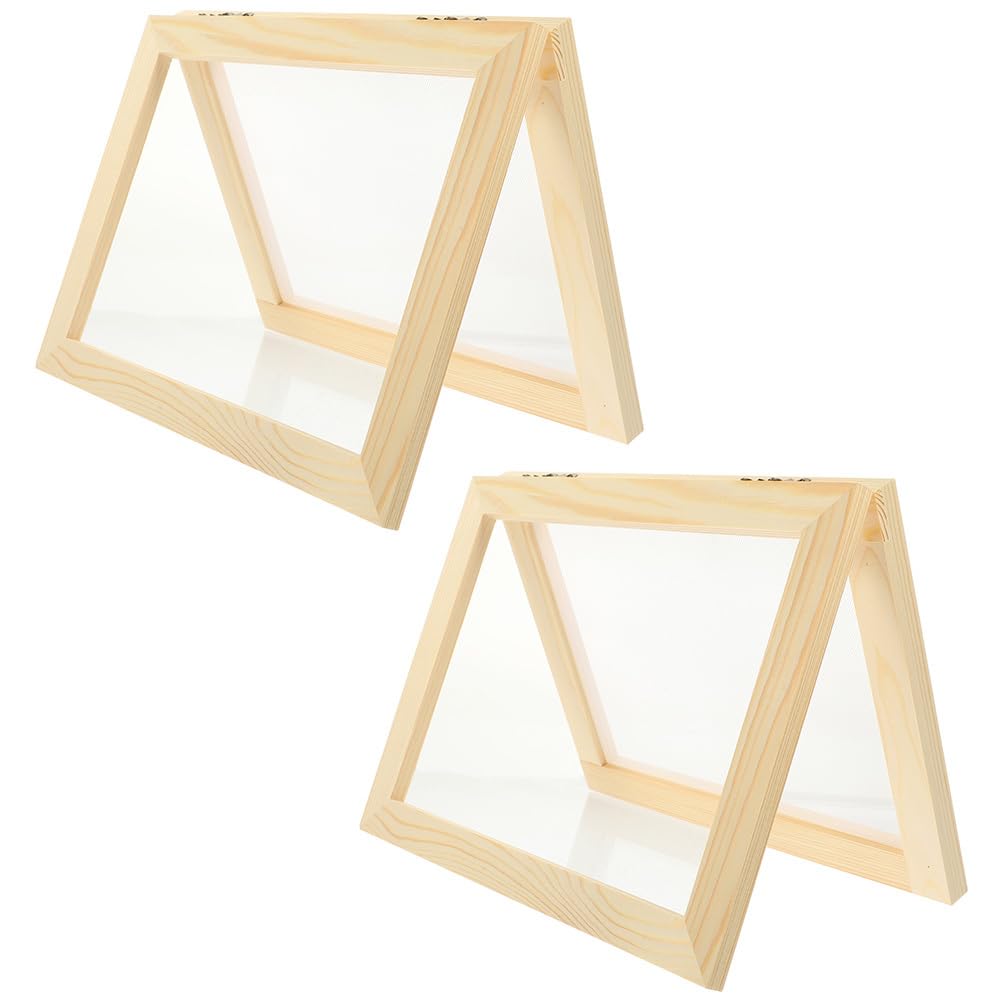 VILLCASE 2pcs Paper Making Frame Kit, 19X25cm Paper Making Screen Frame, Wooden Papermaking Mould, Ideal for DIY Craft