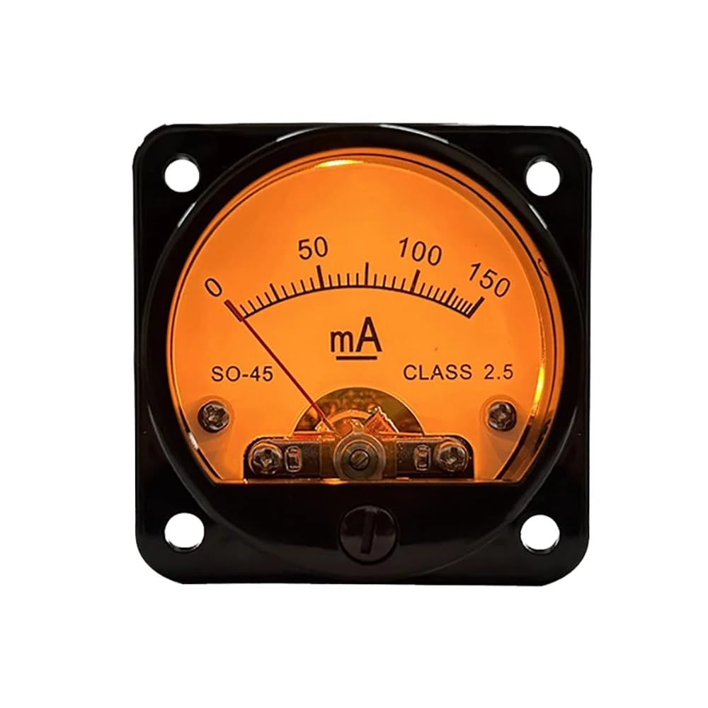 Toplionace Ampèremètre Analogique CC 150mA 45mm avec Rétroéclairage LED Jaune Chaud pour Amplificateurs à Tubes