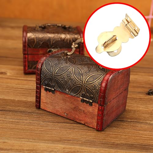 Image of CHENJIN 12PCS Solid Brass Padlock Hasp Mini Decorative Hasp with Screws Gift Box Handbag Buckle Locking Clasp Suitable for Old Fashioned Wooden Boxes Jewelry Boxes Wine Boxes Tool Boxes