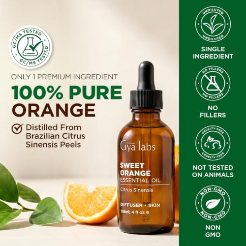 Image of 100% Pure Orange Essential Oil - 4 Fl Oz - Orange Oil for Hair, Skin, Diffuser, Aromatherapy & DIY Candle Making Scent