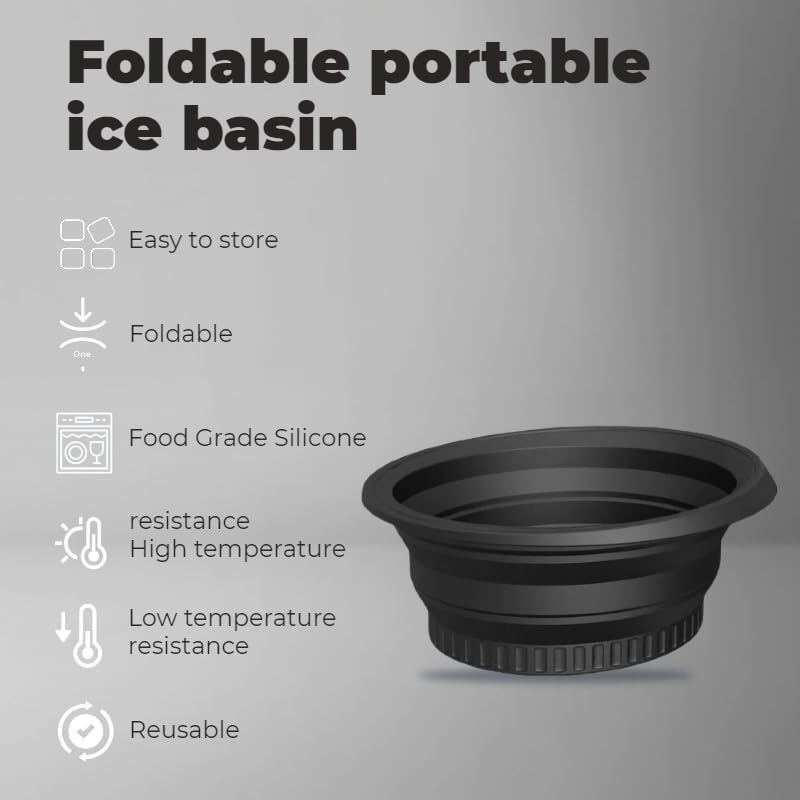 Image of Facial Cold Plunge Bowl kit- Face Bowl for Ice, Portable Foldable Silicone Ice Facial 𝖡owl for Puffiness, Skin Relief & Beauty Care, Includes Reusable Cubes (BLACK)