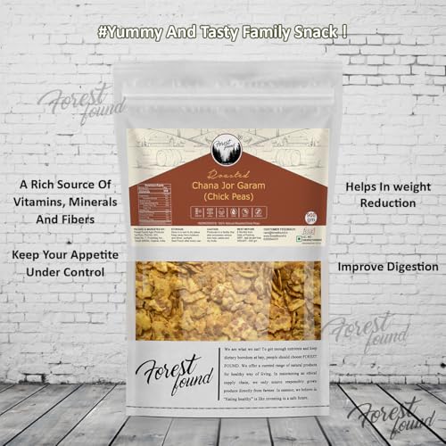Image of Forest Found Black Chana Jor Garam | Vacuum Roasted Gluten Free & Low Fat Healthy Snacks | No Salt No Masala Diet Namkeen Vegan Protein Roasted Bengal Gram - 900g (Pack of 1)