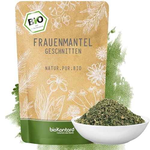 bioKontor Bio Frauenmantel Tee 100g Frauenmantelkraut geschnitten lose Kräutertee für Aufguss & Teemischungen Frauenmanteltee naturbelassen aus biologischem Anbau deutsche Handabfüllung