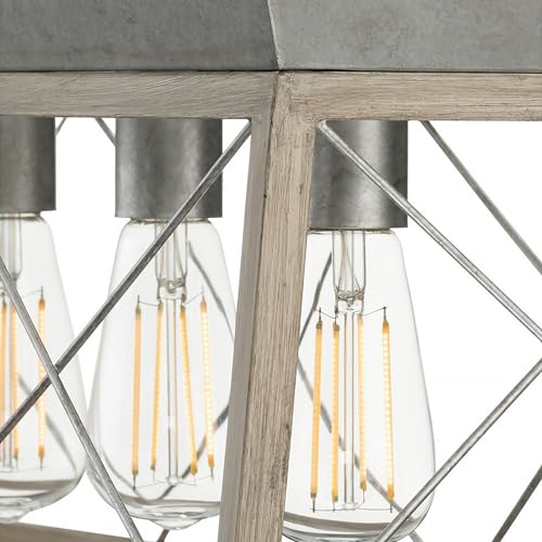 Image of Progress Lighting Briarwood Collection 5-Light Dining Room Light Fixture, Farmhouse Style Modern Chandelier for Kitchen and Dining Room, 38 inch by 9 inch, Bleached Oak