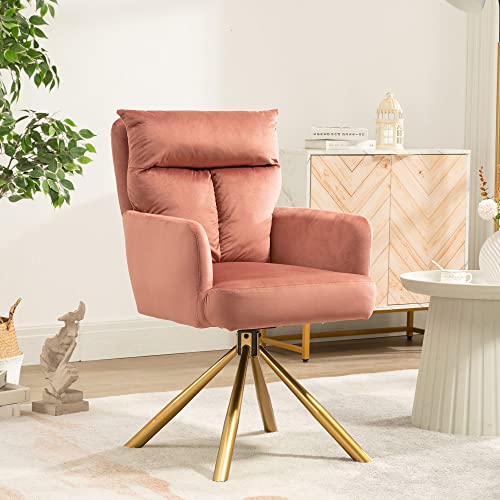 Sillón Giratorio Moderno Terciopelo Rosa miniatura 1