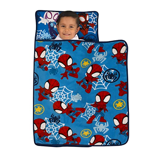 marvel spidey and his amazing friends blue red and white spidey team toddler nap mat