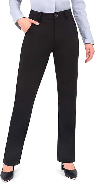 Bamans Dress Pants Women Work Business Pants Tummy Control Office Straig...