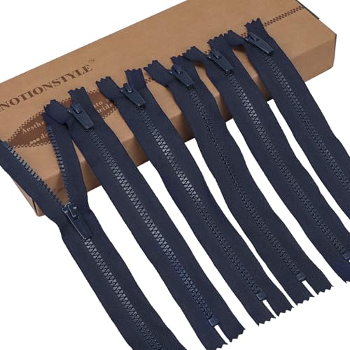 Fermeture éclair en plastique #5 marine 22cm LTWHOME Lot de 6