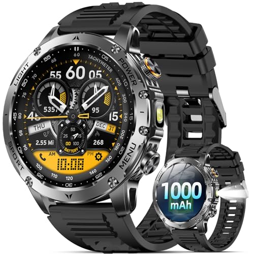 Military Smart Watches for Men, Smart Watch with 1000 mAh Battery/Answer/Dial Calls/Fitness...