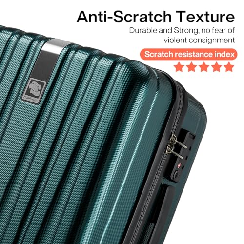 Image of Hanke Luggage Sets 2 piece Carry On Luggage with Wheels PC Hard Shell Suitcases Lightweight Travel Luggage Travel Suitcase Woman Men 20 /29 Inch (Blackish Green)