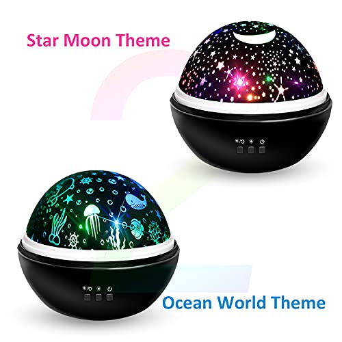 Moredig Led Projektor Sternenhimmel, 360° Drehbar Nachtlicht Baby Kinder Nachtlicht Sternenhimmel für Kinderzimmer Schlafzimmer Neugeborenes zum Geburtstag - Schwarz - Image 5