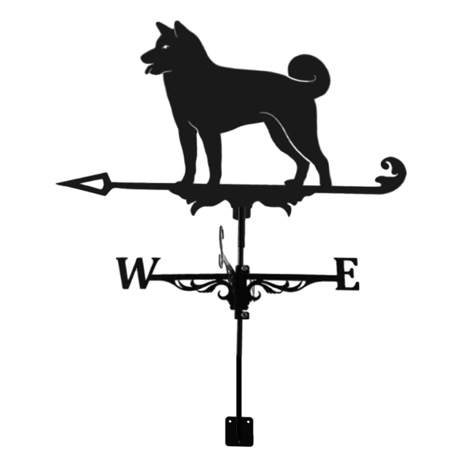 ANCHA Store Girouettes Shiba Inu, girouette pour Chien, Panneau de Jardin avec Support de Toit, Outil de Mesure de la Direction du Vent en Acier Inoxydable pour Les fermes en Plein air