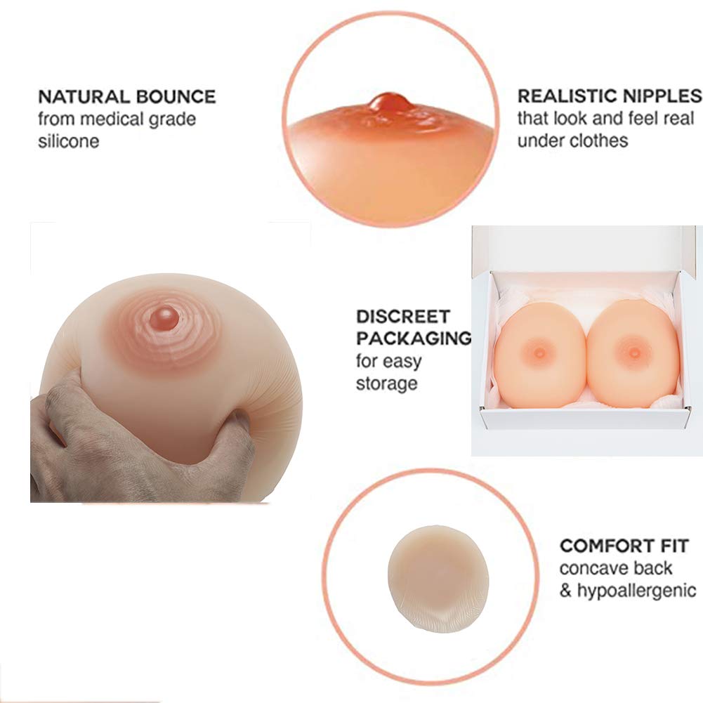XSWL Forma del Seno in Silicone - Coppia, Seno protesico Rotondo per Crossdresser Protesi per Mastectomia Transgender Cosplay