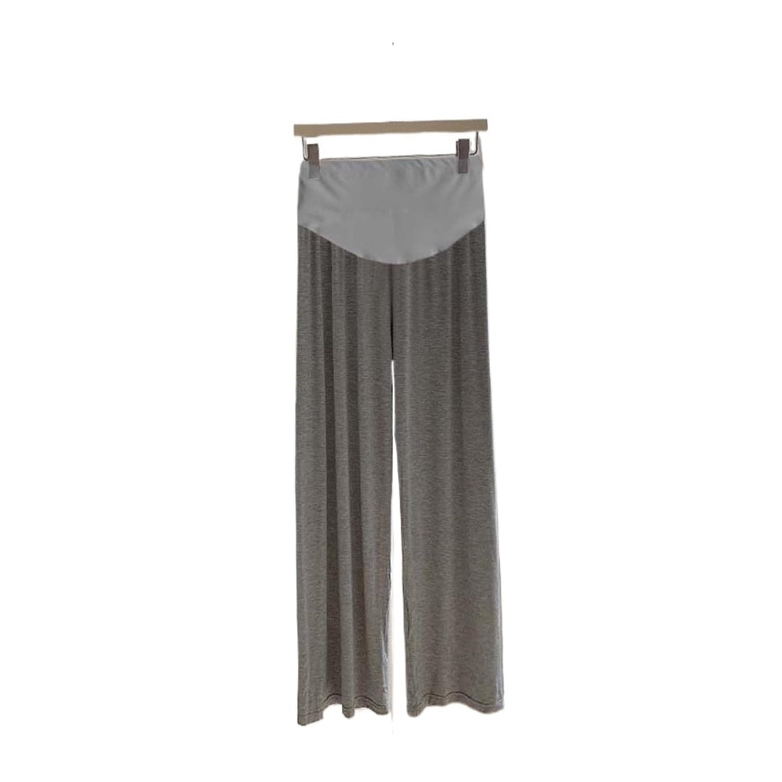 Pantalones de Maternidad de Verano, Pantalones de Seda Helada, Ropa de Maternidad de Verano, Pantalones Anchos, Ropa Exterior Fina, Pantalones Holgados con Pliegues(Grey,M)