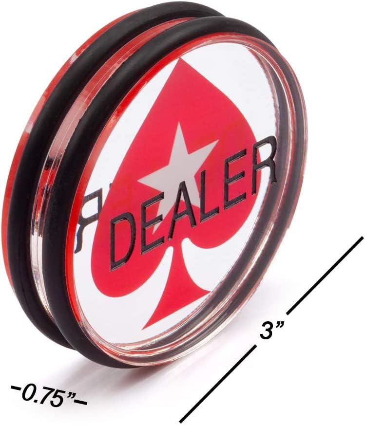 Image of GSE Games & Sports Expert 3-Inch Double-Sided Casino Grade Clear Acrylic Poker Dealer Puck Button for Gambling Card Games, Texas Hold 'em, Poker Nights, Tournaments