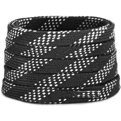 Lacesgian Pro Grade Polyester Hockey Skate Laces with Molded Tips, Colored Shoe Strings, 72–120' for Ice Skate, Roller Skate (Black, 84'/210cm)