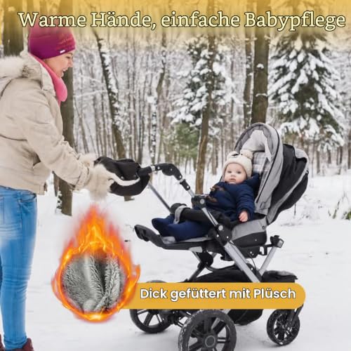 Handwärmer Kinderwagen, Kinderwagen Handschuhe mit warme Fleece, Universal – Ansicht 2