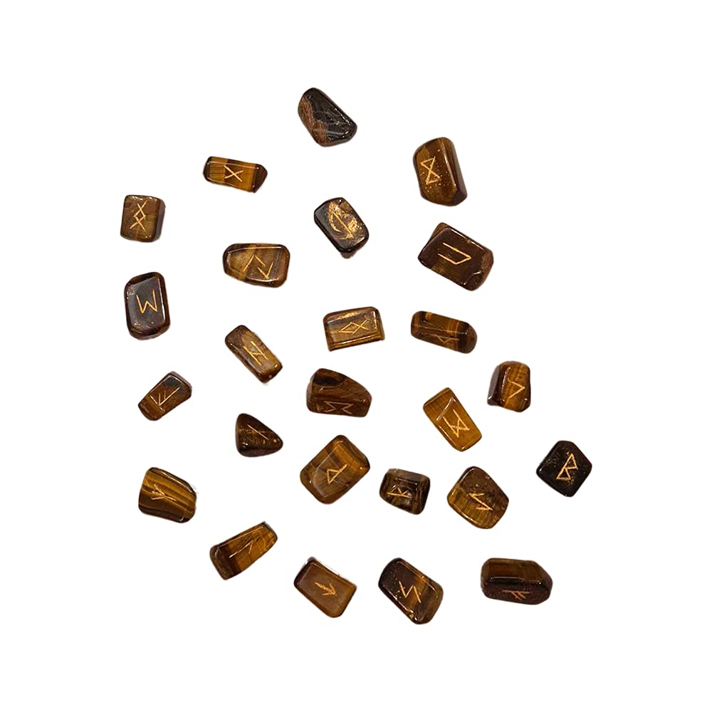 VIE Rune Set with Pouch, 1-2cm, Tiger's Eye