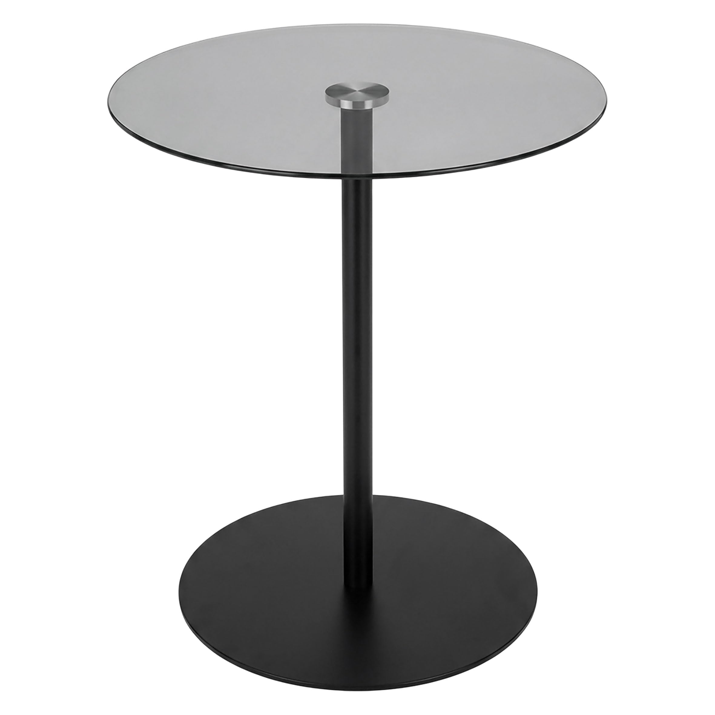 Spetebo Moderno tavolino rotondo in metallo con piano in vetro – 43 x 40 cm – elegante tavolino da caffè in design tavolo da bistrot – tavolo decorativo nero con robusto supporto per soggiorno e
