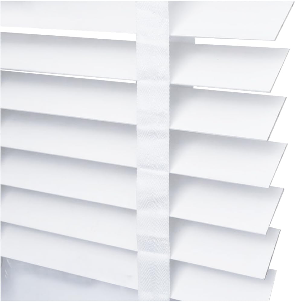 Apex Faux Wood Window Venetian Blinds 50mm Slats White (36Wx150L cm)