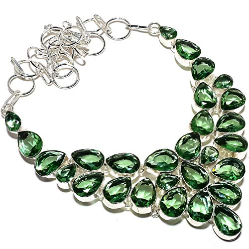 Tsavorite Quartz Gemstone Handmade 925 Sterling Silver Necklace 18