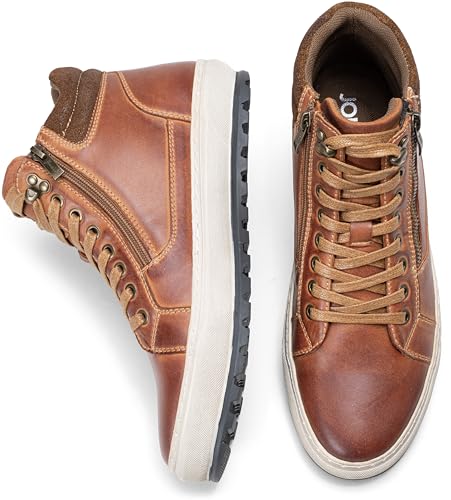 Image of Jousen Mens Casual Shoes Premium Leather Side Zipper High Top Boots Fashion Sneakers for Men