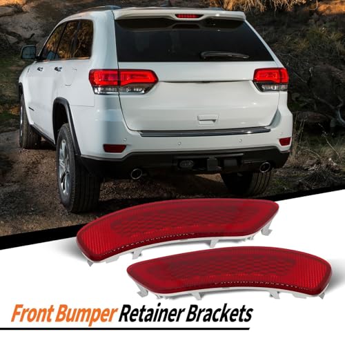 Image of Pair Left & Right Red Rear Bumper Reflector Light Compatible with Grand Cherokee 2012-2018 Compass 2011-2017 Journey 2012-2020 57010720AC 57010721AC