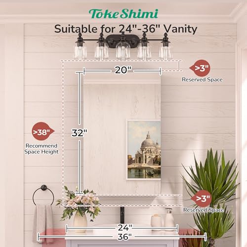 image for TokeShimi 20x32 Bathroom Mirror with Storage Tempered, Aluminum White 