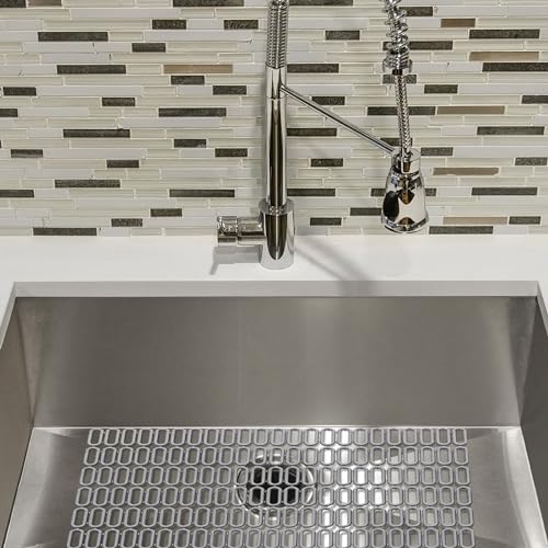 YBM Home 2-Pack Kitchen Sink Grid Plastic Protector Mat Pad Protect Surfaces and Dishes, Non-Skid Dish Protector with Quick Draining Holes, White - Thumbnail 2