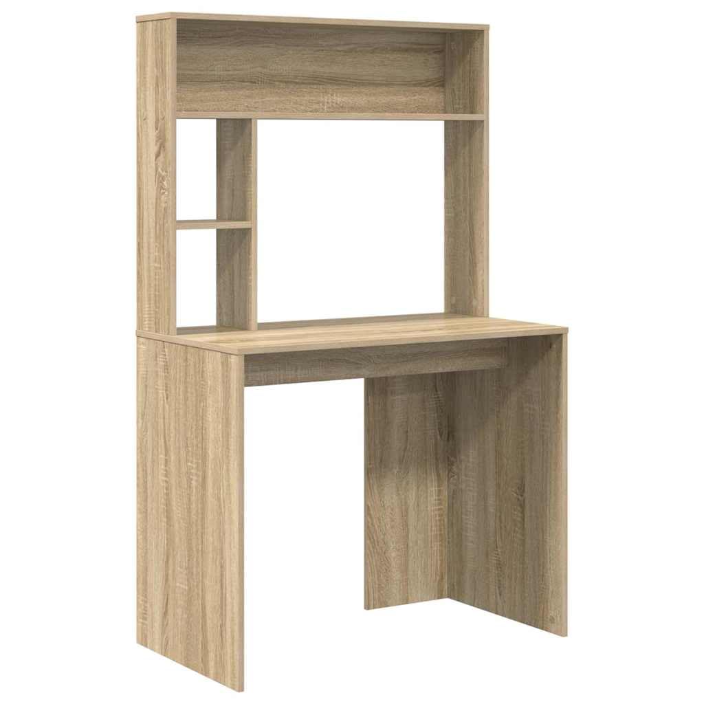 Hothingwell Scrivania in legno di ingegneria, 91 x 50 x 149 cm | Design moderno, scaffali incorporati, superficie liscia, facile manutenzione, per ufficio a casa o studio