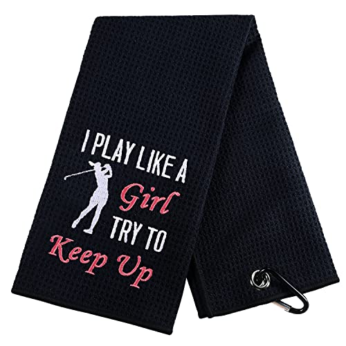 FAFAMESO Funny Golf Towel - I Play Like a Girl Try to Keep Up -...