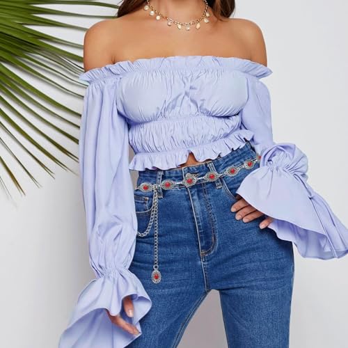 Image of FIORETTO Western Waist Chain Belt Metal Concho Belt for Women Cowgirl Cowboy Boho Country Belt for Dress Jean