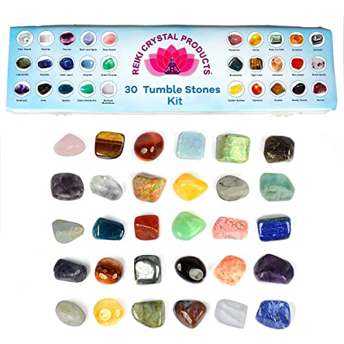 Image of Reiki Crystal Products Certified Natural Crystal Tumble Stone Kit | Multiple Crystal Stone Sets for Meditation, Reiki, Chakra & Spiritual Practices
