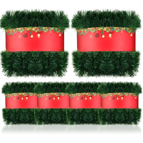 Crowye 6 Packs Garland for Christmas Decorations, Soft Greenery Artificial for Outdoor or Indoor Use, Quality Holiday Decor for Party Home Garden and Festival (360 ft)