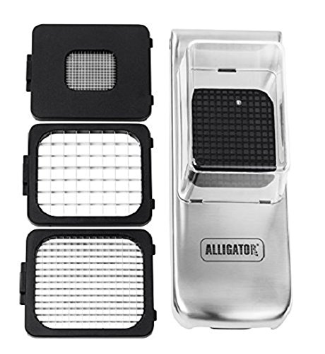 Alligator 3093 Edelstahl Gemüseschneider. Zwiebelschneider, Multischneider, Würfeln und Stifteln (3x3, 6x6 und 12x12 mm Messerklingen) Tränenfrei Zwiebeln schneiden