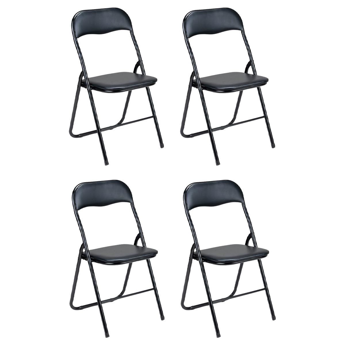 Gremium Set 4 Sedie Pieghevoli Con Cuscino In Ecopelle A Doppia Imbottitura, Seduta Ergonomica E Struttura Richiudibile Salvaspazio In Acciaio Inossidabile